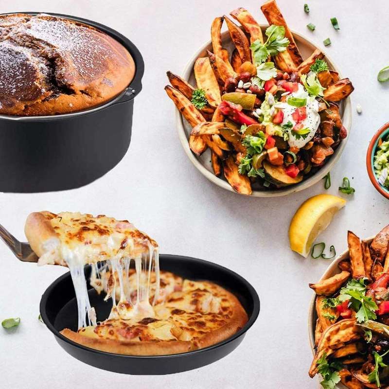 Air Fryer Accessories 8 Inch Cake Barrel Pizza Pan Set Of 2