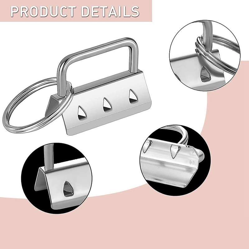 50pcs Key Fob Hardware with Split Rings Set for Wristlet Clamp