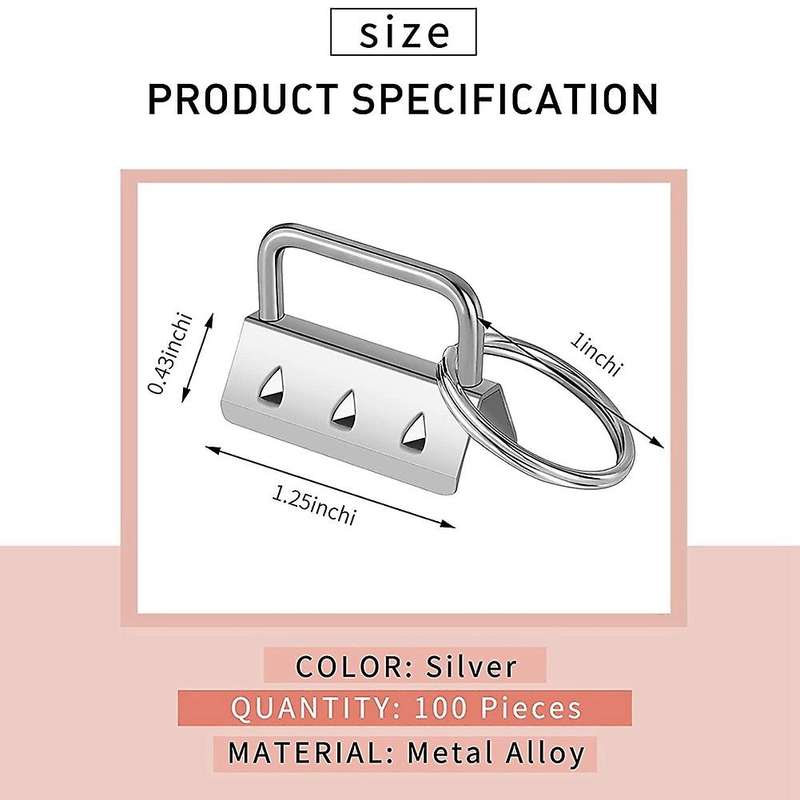 50pcs Key Fob Hardware with Split Rings Set for Wristlet Clamp