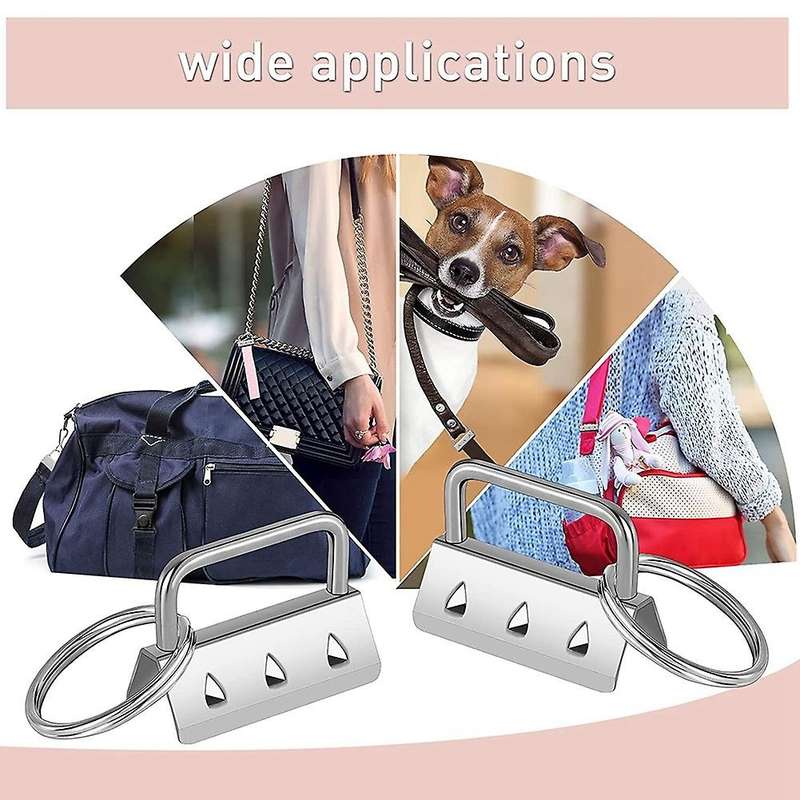 50pcs Key Fob Hardware with Split Rings Set for Wristlet Clamp