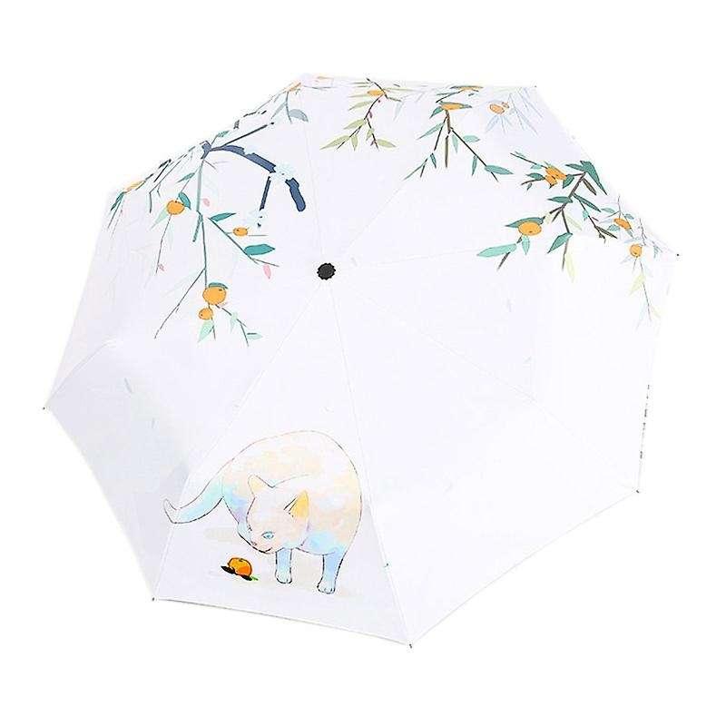 Sun Umbrella Rain Three Folding Umbrella Lovely Cat Female -summer