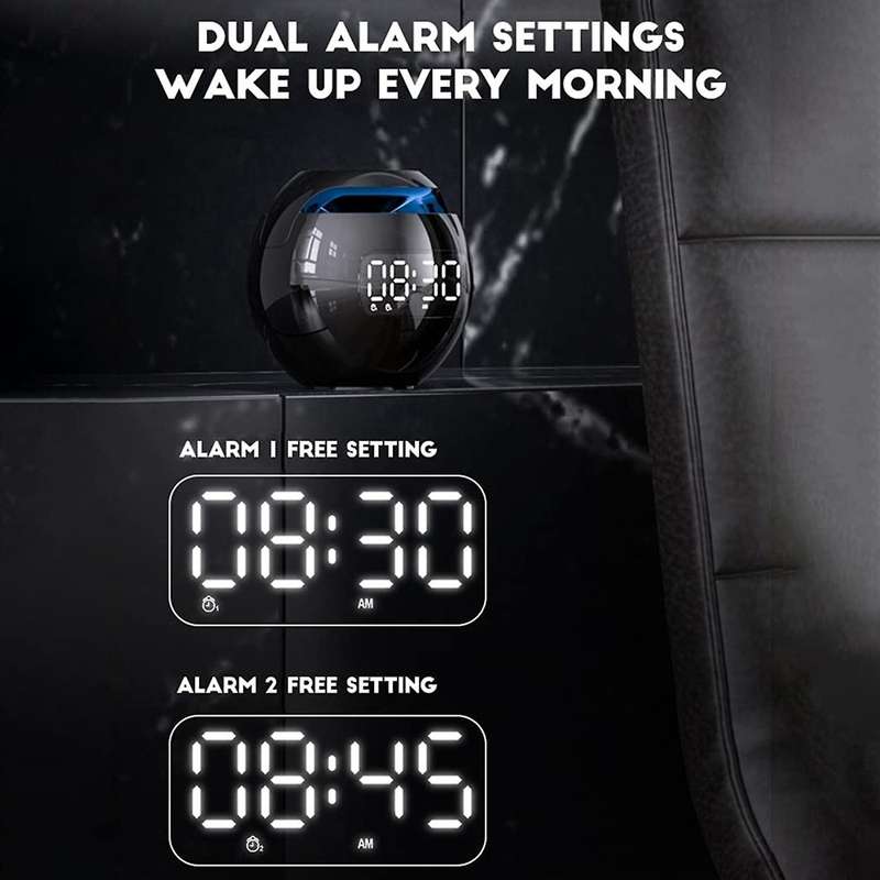 Digital Alarm Clock for Kids, Multifunctional Bass Bluetooth White