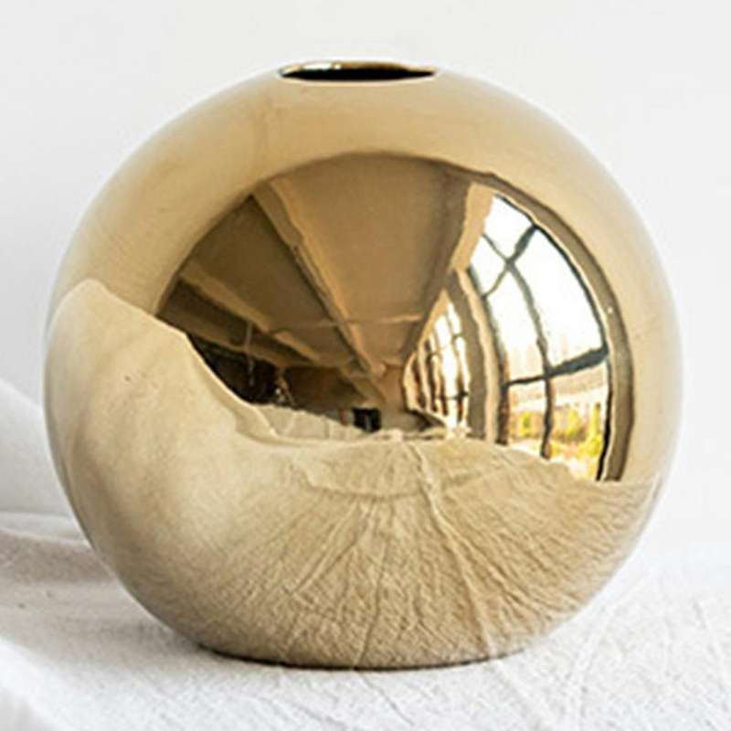 Nordic Gold Electroplating Ceramic Vase Spherical Home Decoration A