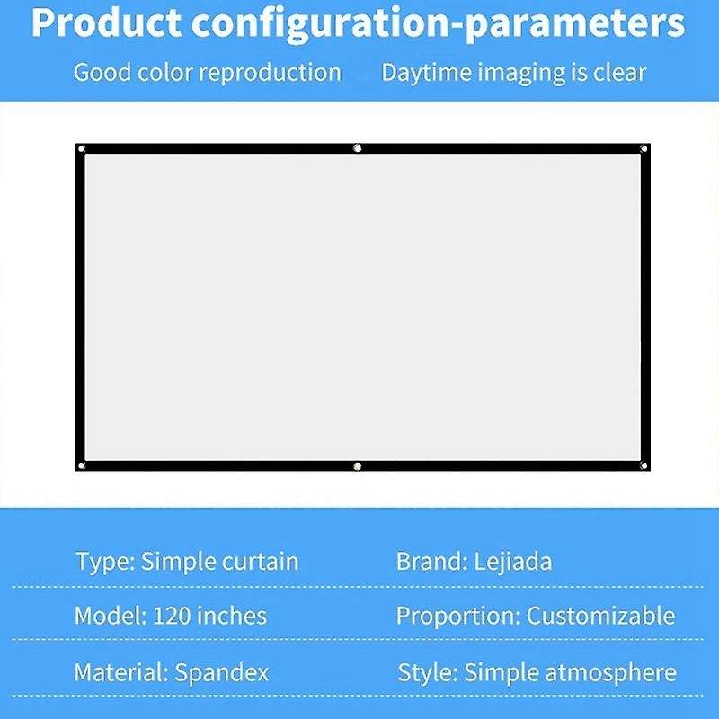 Projector Screen for Home Theater White Foldable Anti-crease(120inch)