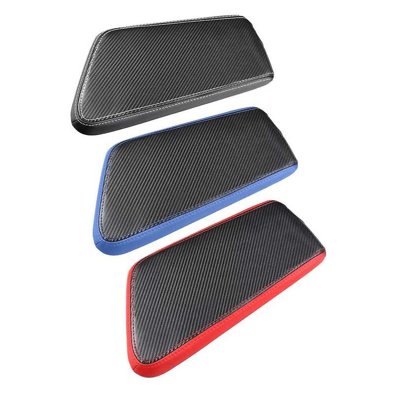 Car Carbon Fiber Center Console Lid Armrest Box Leather Pad -red