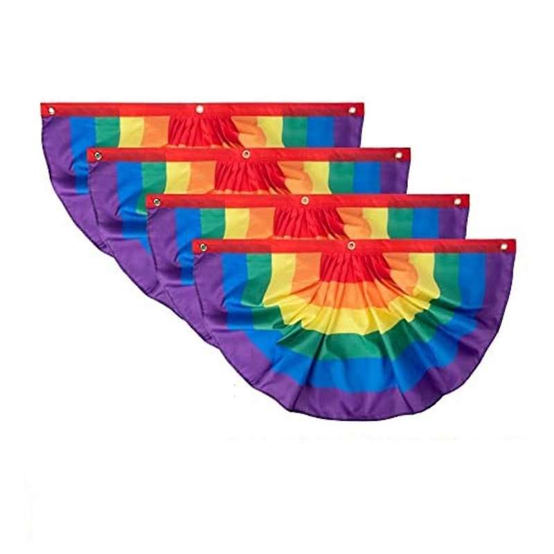 4piece Rainbow Pride Bunting,rainbow Pride Pleated Fan Flag Banner