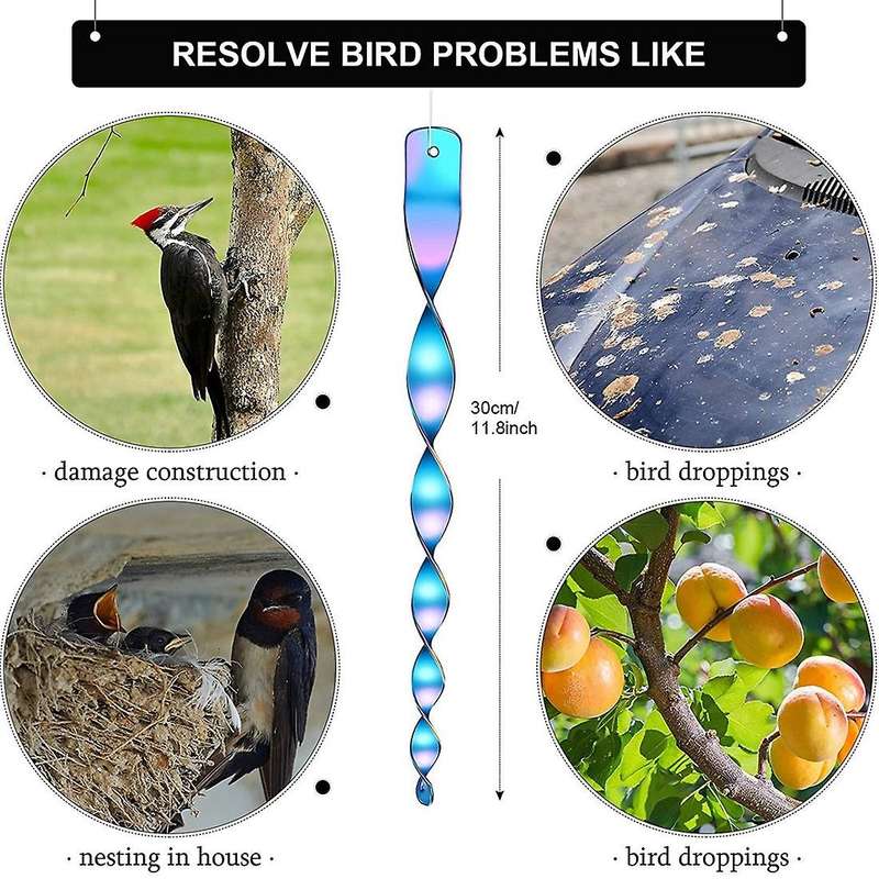 24 Pieces Bird Reflective Scare Rod Drive Away Woodpecker,pigeon