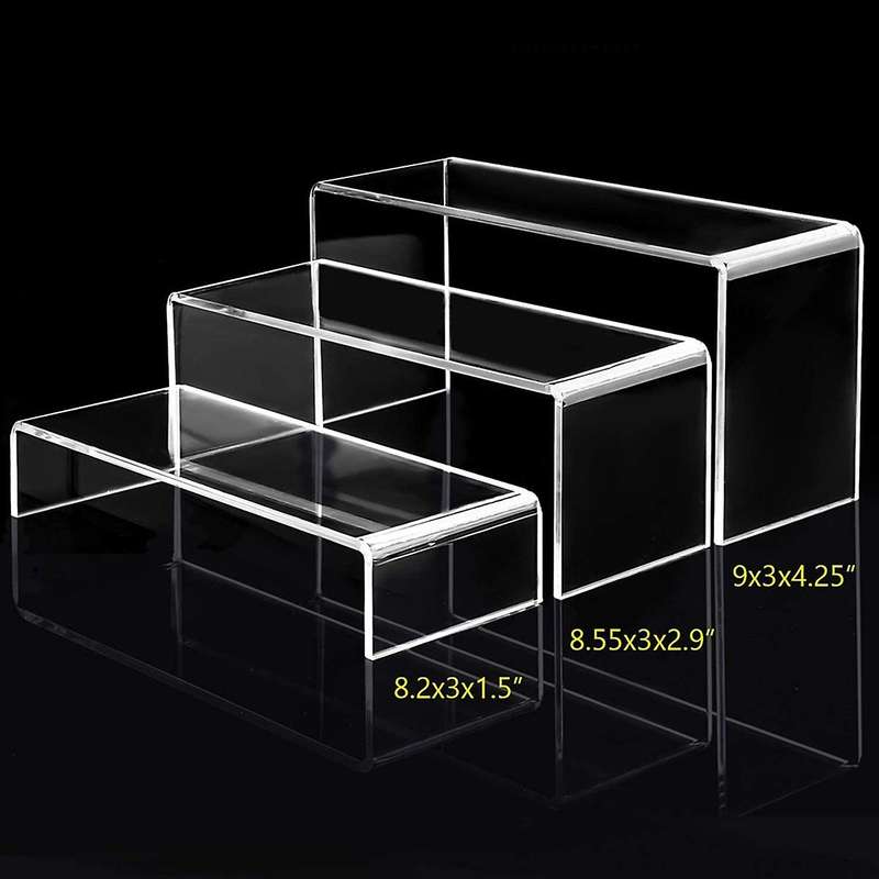 Acrylic Display Risers, Clear Rectangle Stands Shelf for Display 6pcs