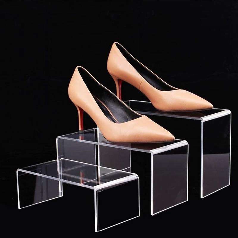 Acrylic Display Risers, Clear Rectangle Stands Shelf for Display 6pcs