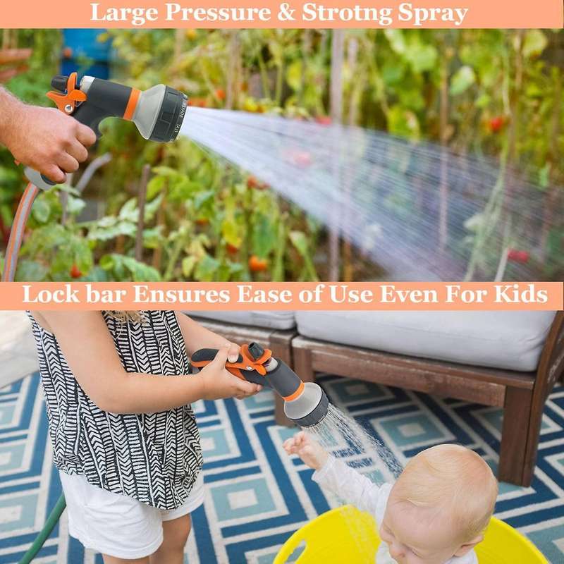Garden Hose Nozzle Leak Free High Pressure Heavy Duty 8 Pattern