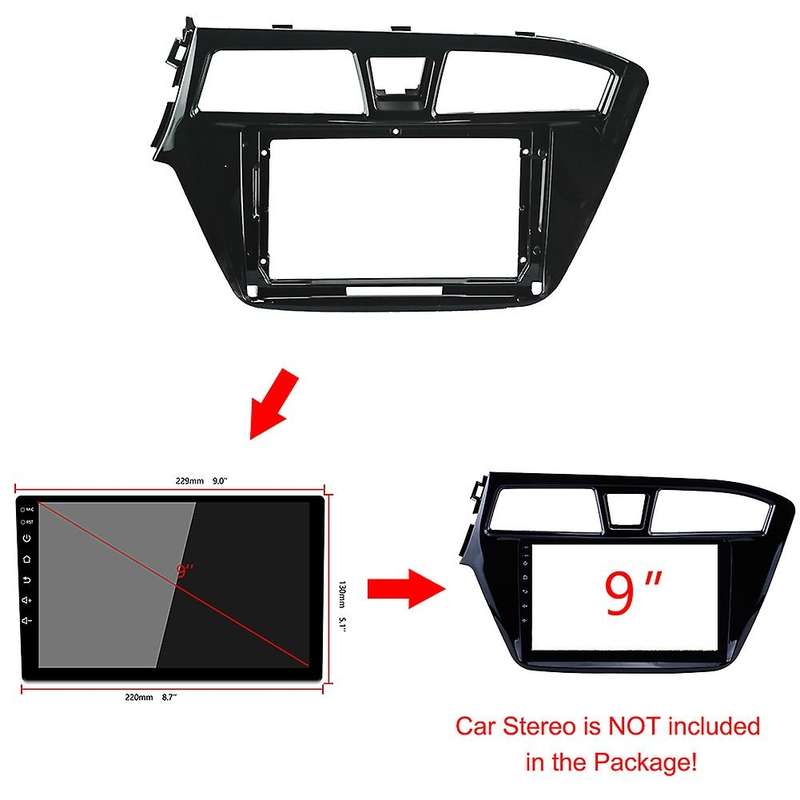 9 Inch 2 Din Car Stereo Radio Fascia Panel for Hyundai I20 2014-2017