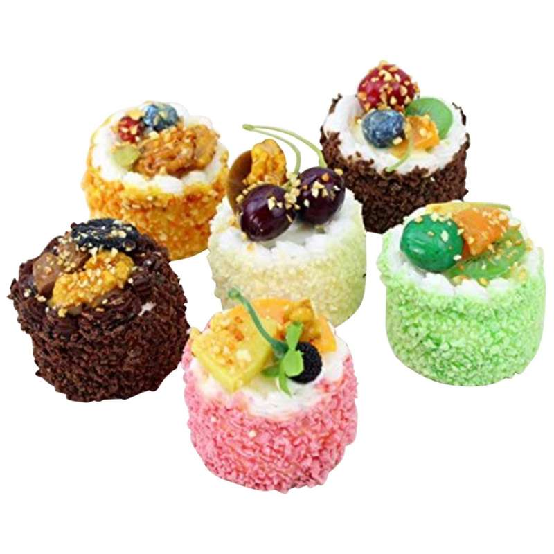 6pcs Artificial Simulation Cake,cupcake Bread Model Home Decoration