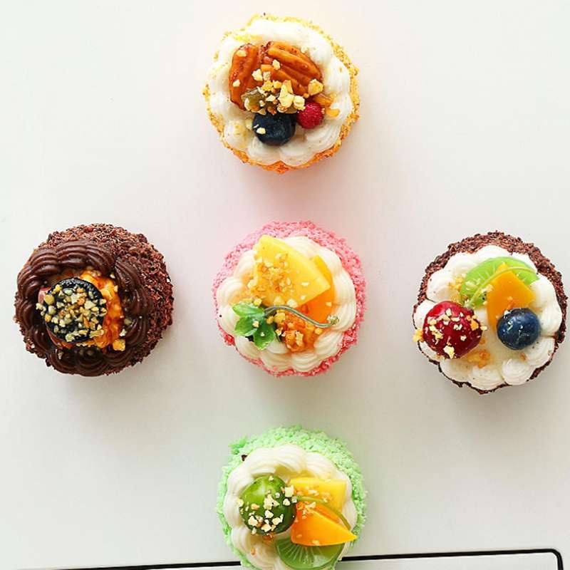 6pcs Artificial Simulation Cake,cupcake Bread Model Home Decoration