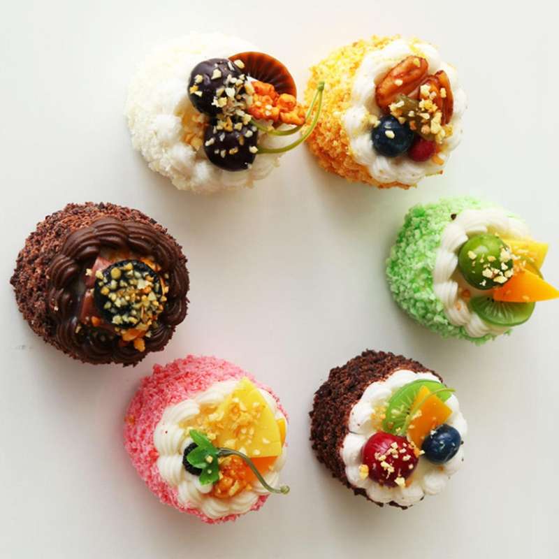 6pcs Artificial Simulation Cake,cupcake Bread Model Home Decoration
