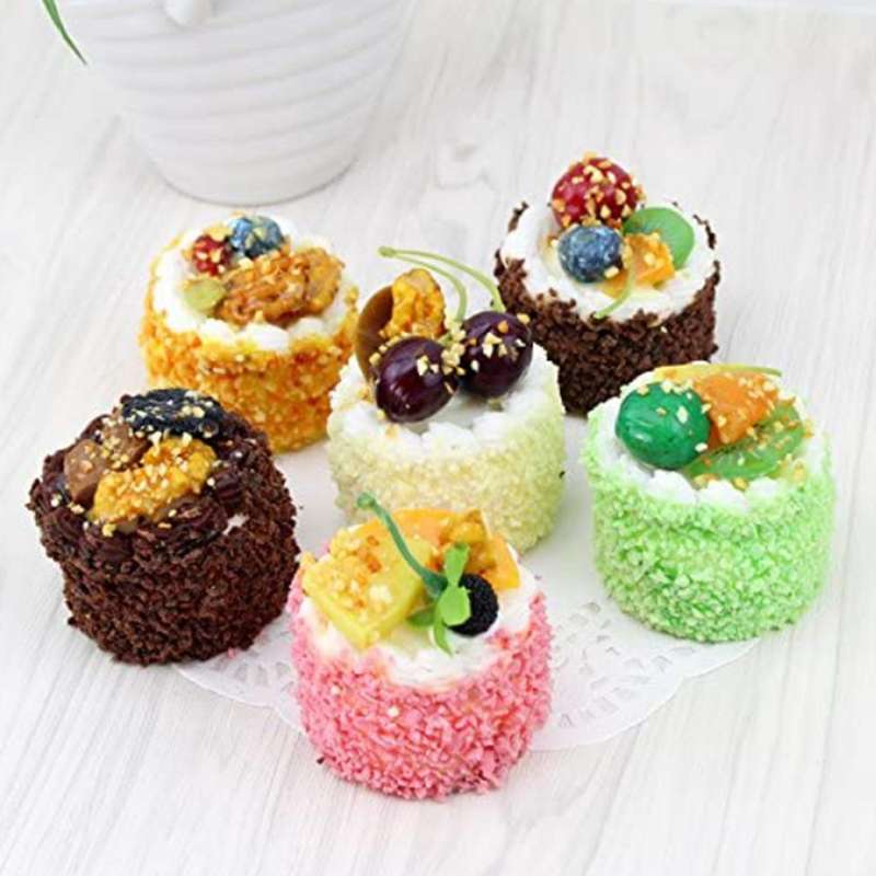 6pcs Artificial Simulation Cake,cupcake Bread Model Home Decoration