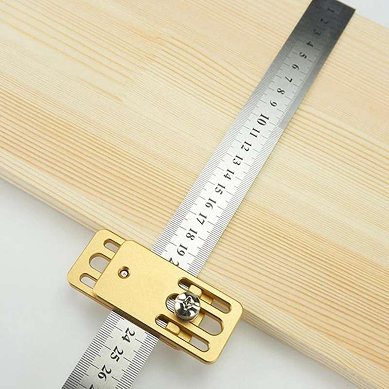 Stainless Steel Ruler with Brass Positioning Block, for Carpenter