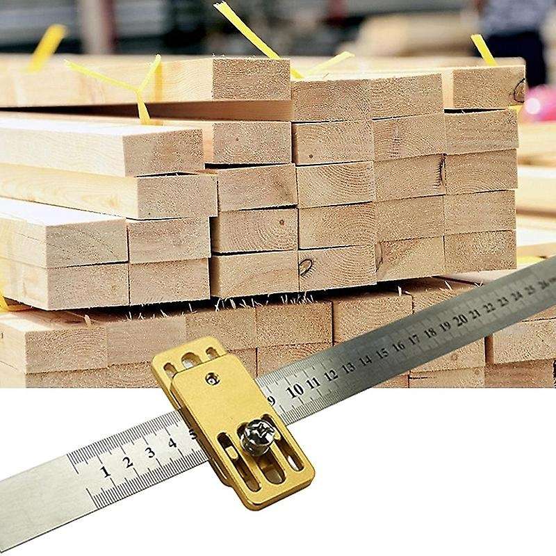 Stainless Steel Ruler with Brass Positioning Block, for Carpenter