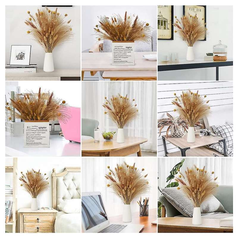 100pcs Pampas Grass,natural Dried Pampas Grass - Fluffy Stem Bouquet