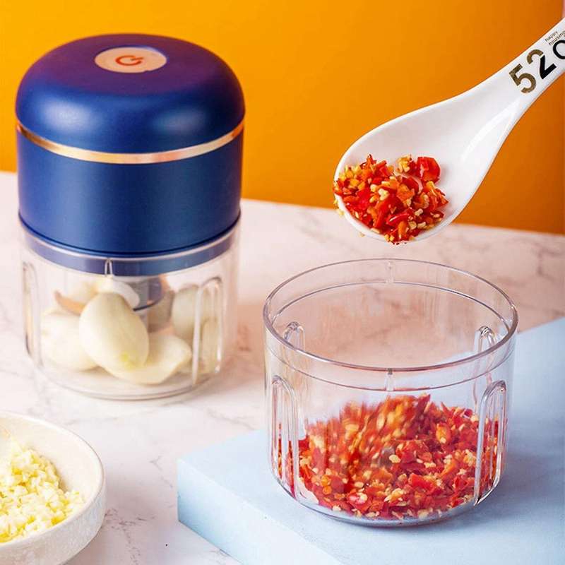 Electric Chopper Garlic Pounder Vegetable Chopper Usb Charge(blue)
