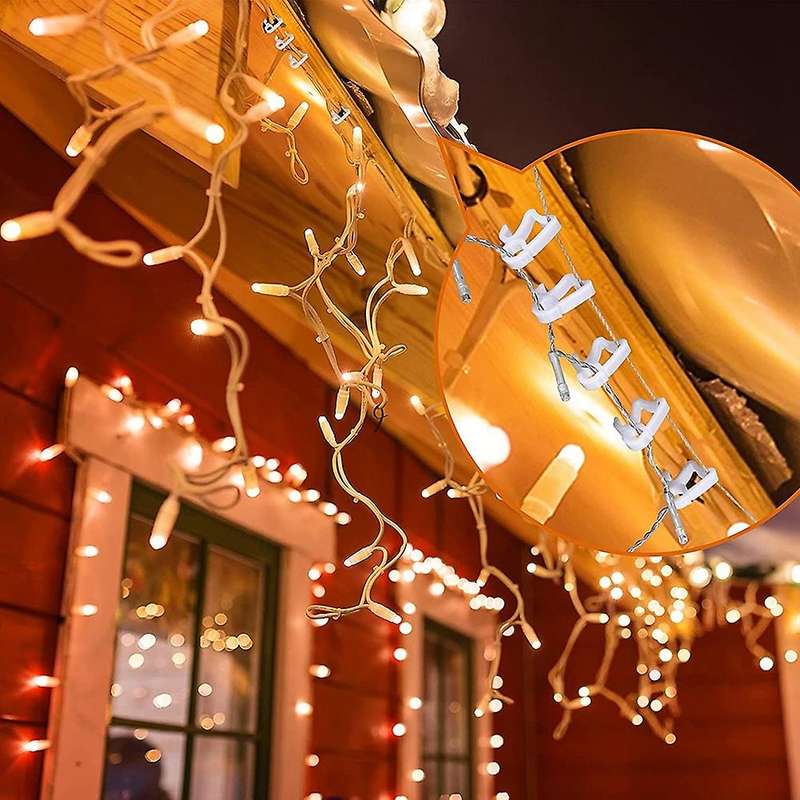 200 Pieces Christmas Light Clips Mini Gutter Hang Hooks White Black