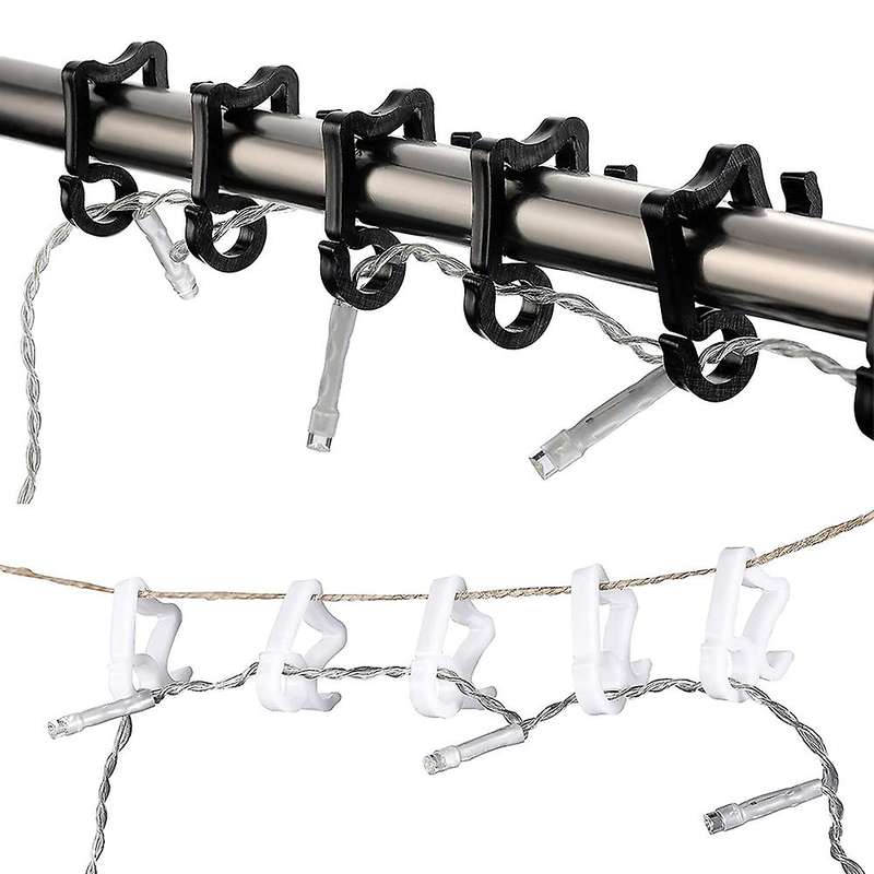 200 Pieces Christmas Light Clips Mini Gutter Hang Hooks White Black