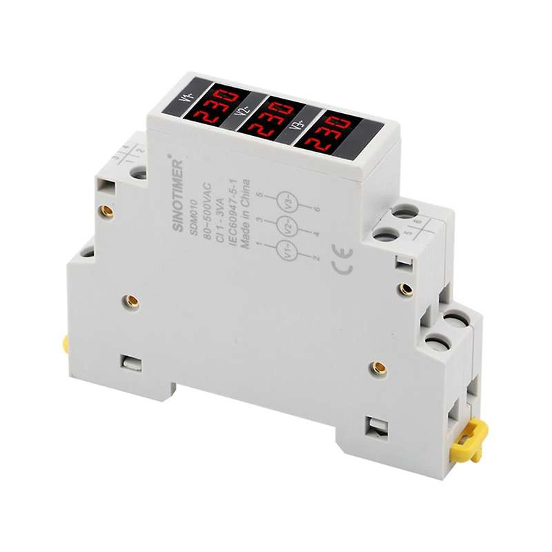 Sinotimer 18mm Din Rail Mounted Electrical Three Phase Voltage Meters