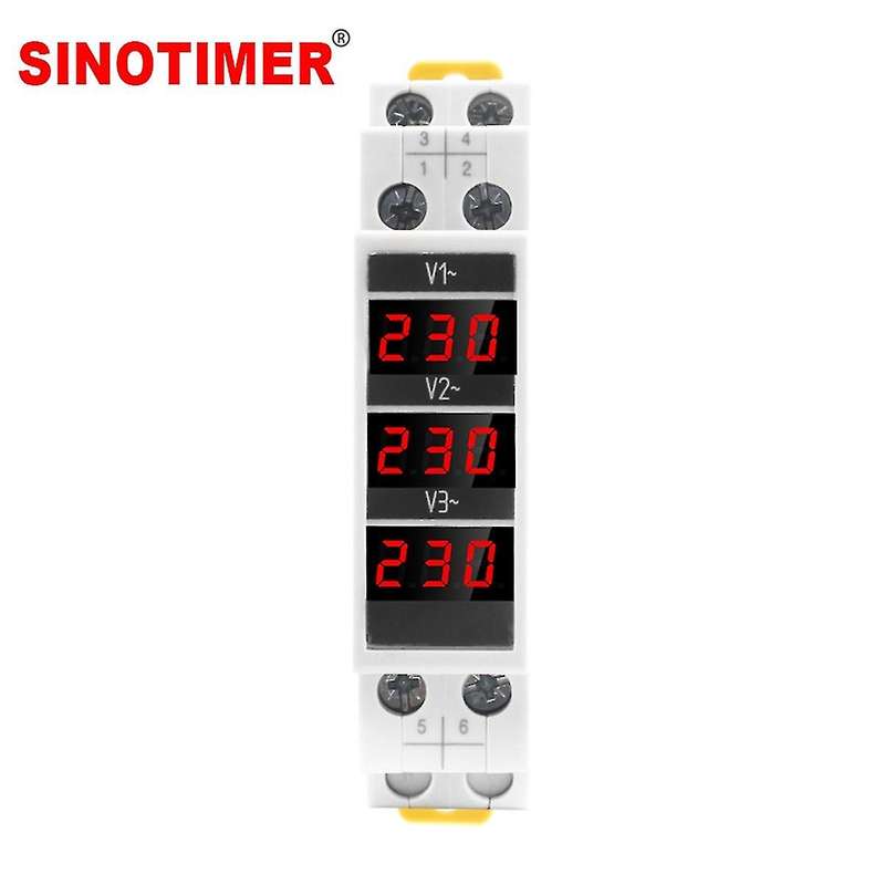 Sinotimer 18mm Din Rail Mounted Electrical Three Phase Voltage Meters