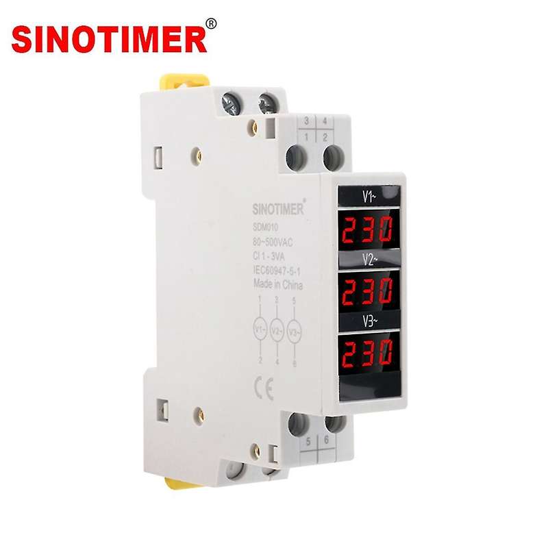 Sinotimer 18mm Din Rail Mounted Electrical Three Phase Voltage Meters