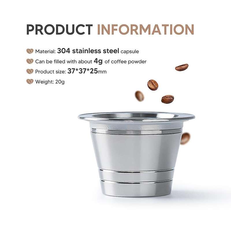 304 Stainless Steel Refillable Coffee Capsule Shell Instant Filling