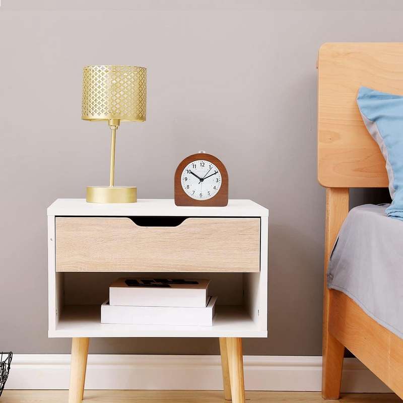 Alarm Clock without Ticking Wooden Alarm Clock with Snooze Function B