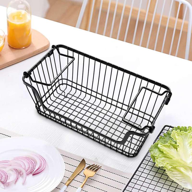 Kitchen Storage Basket with Handles Rectangular Storage Box