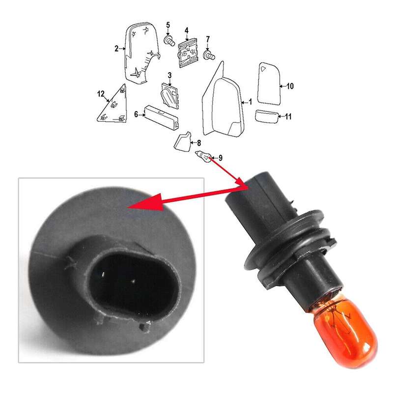 Side Wing Mirror Indicator Bulb Holder Mirror Turn Signal Bulb L&r