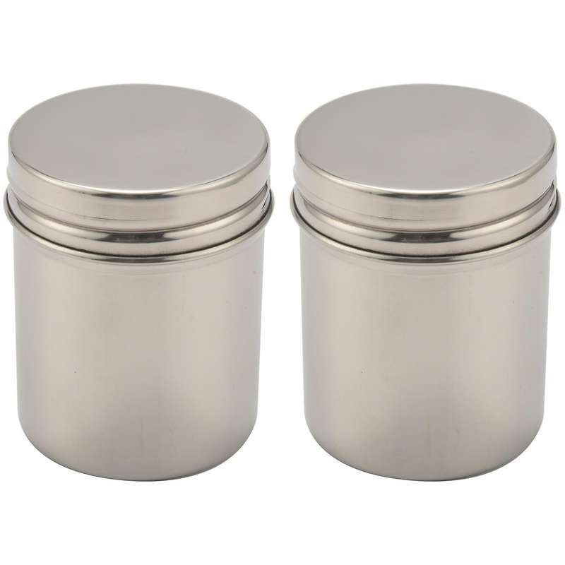 Stainless Steel Storage Tank,sealed Cans,with Lid - Medium 12 Oz 2pcs
