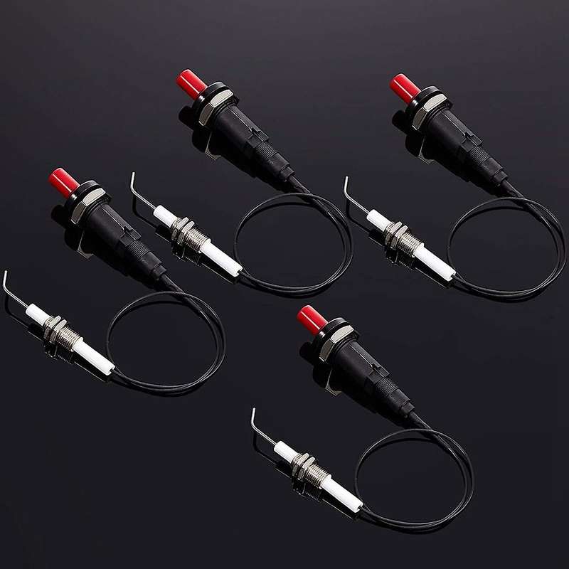 4 Pieces Propane Push-type Piezo Igniter Kit Wire 30 Cm for Gas Grill
