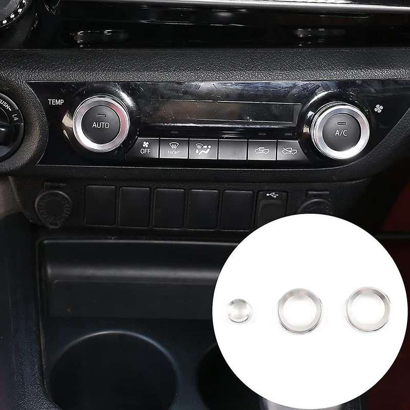 Volume Knob Cover Trim,a/c Knob Cover for Toyota Hilux 15-21(silver)
