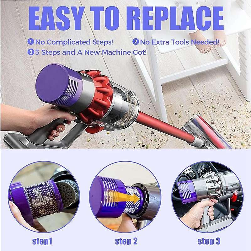 Replacement Filters for Dyson V10 Sv12, Washable and Reusable