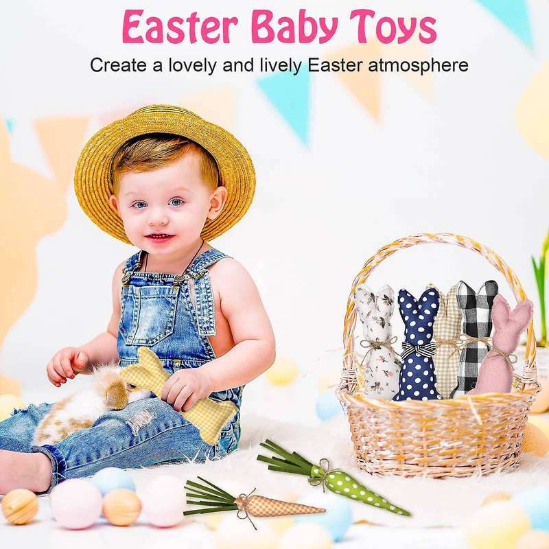 12 Pieces Stuffed Fabric Bunnies Easter Table Decor for Desk Counter