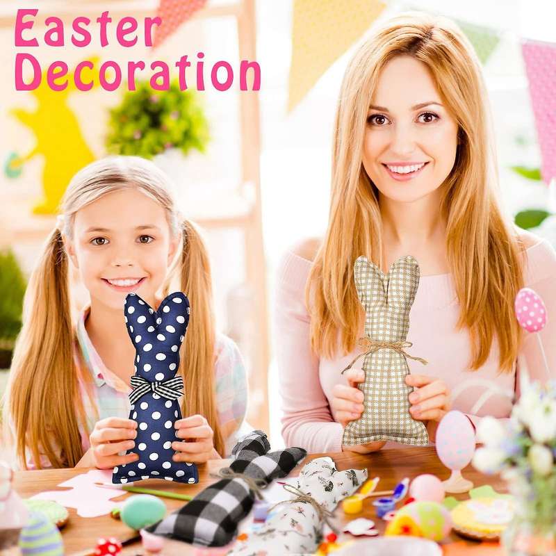 12 Pieces Stuffed Fabric Bunnies Easter Table Decor for Desk Counter