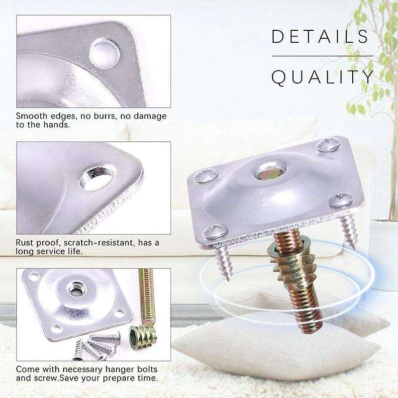 Leg Mounting Plates with Hanger Bolts Furniture Leg Attachment Plates