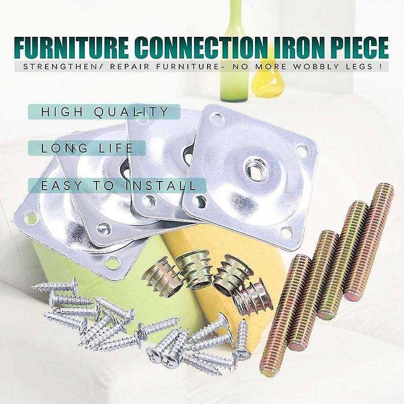 Leg Mounting Plates with Hanger Bolts Furniture Leg Attachment Plates