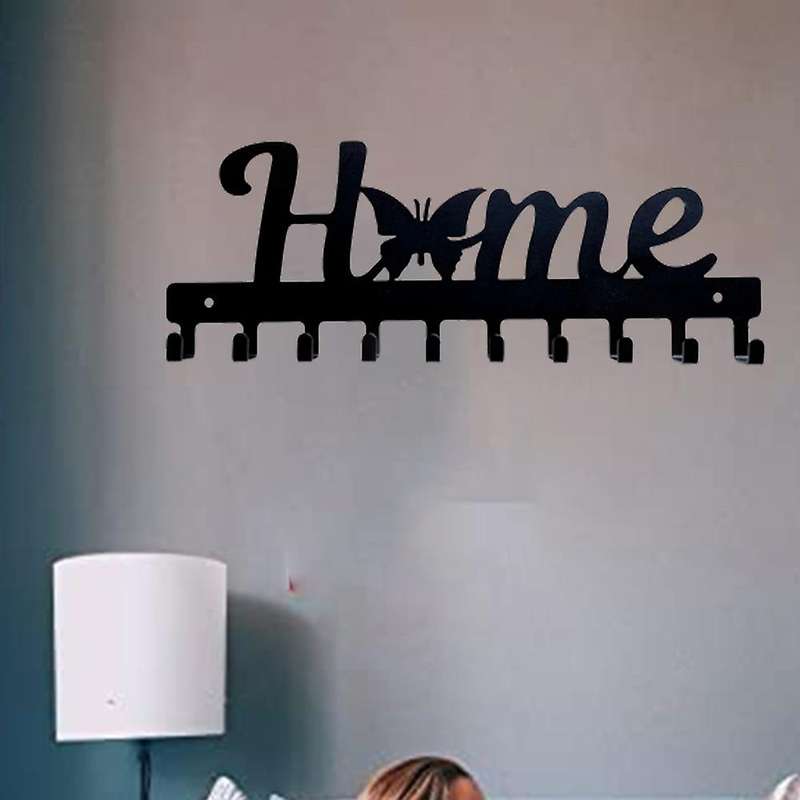 Metal Butterfly Decorative Hanger with 10 Hooks for Wall, Kitchen