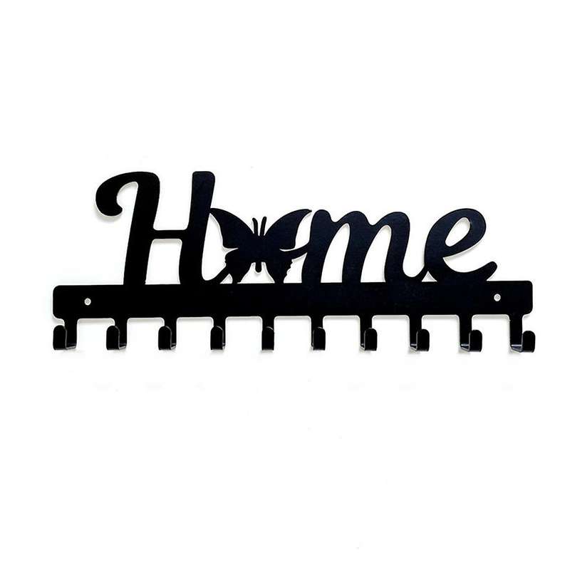 Metal Butterfly Decorative Hanger with 10 Hooks for Wall, Kitchen