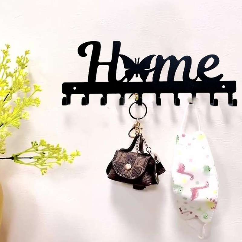 Metal Butterfly Decorative Hanger with 10 Hooks for Wall, Kitchen