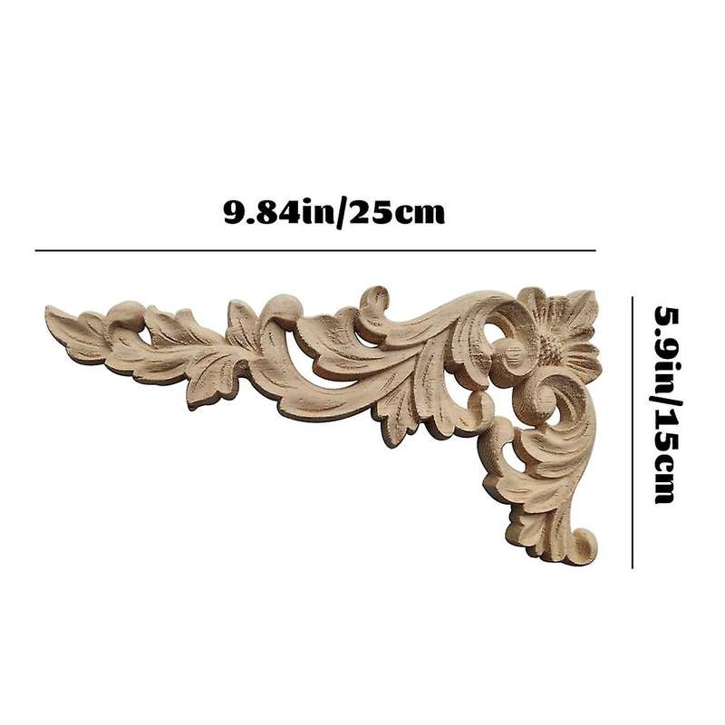 4pcs/set Wood Carved Corner Onlay Applique Unpainted Frame Cupboard C