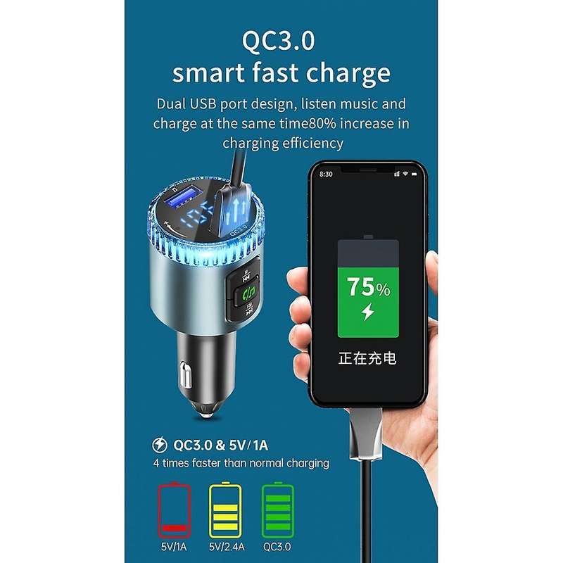 Bc77a Car Mp3 Player Bluetooth Receiver Fm Transmitter Handsfree