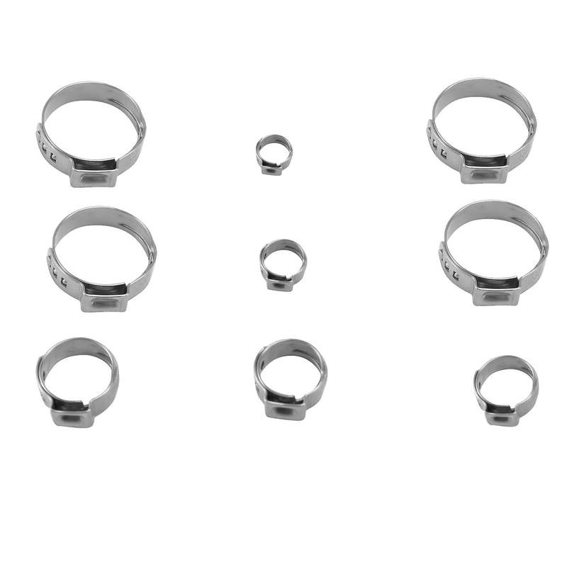 Stainless Steel Single Ear Hose Clamp, 80pcs 6-23.6mm Crimp Hose