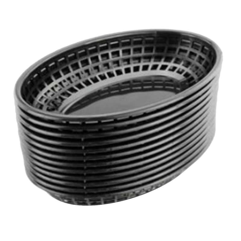 12 Pcs Plastic Fast Food Baskets Oval Serving Platter Breakfast