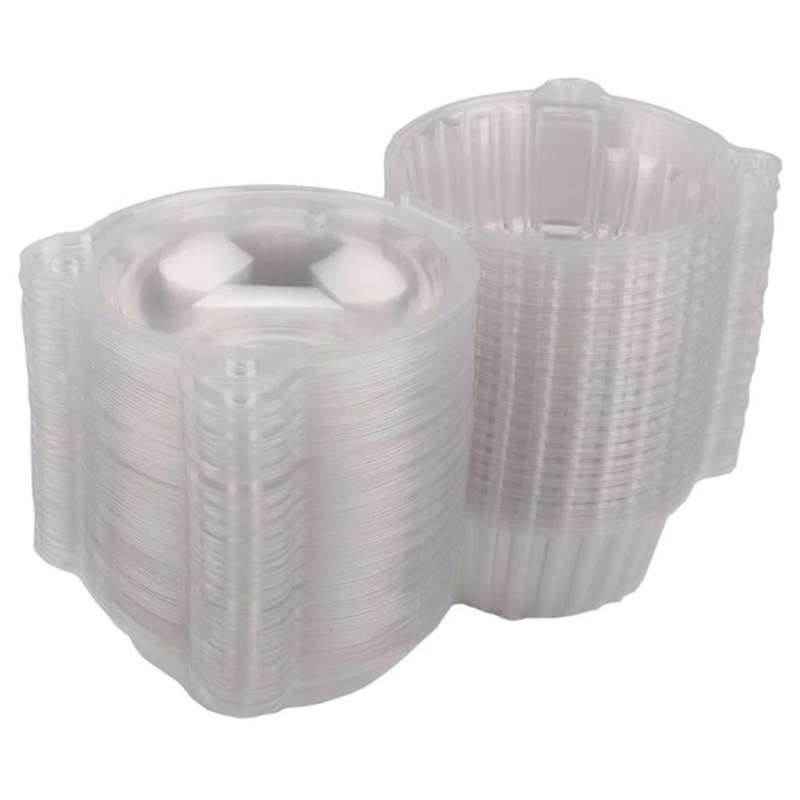 100pcs Cupcake Plastic Cups Muffin Pods Dome Cups Cake Box
