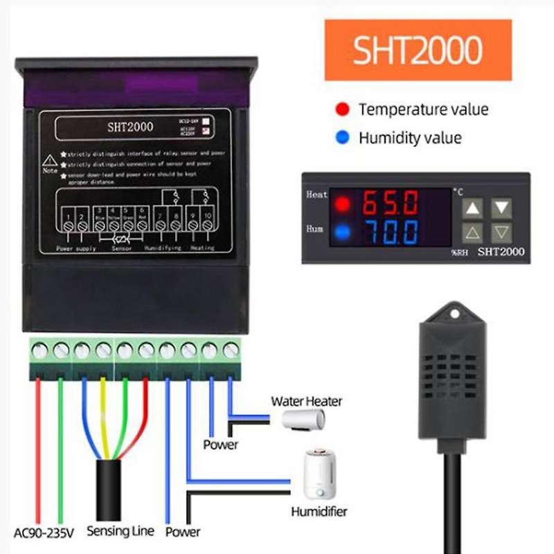 Sht2000 Temperature Humidity Controller Humidistat Ac110-230v