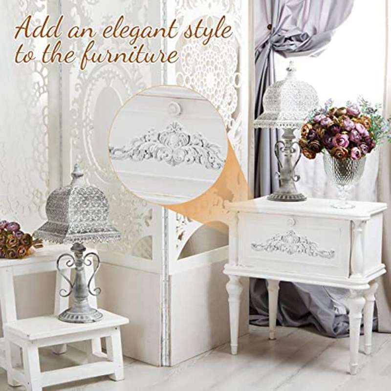 3 Pcs Unpainted Diy Wood Appliques for Furniture Long Carved Onlay